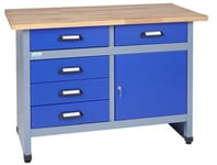 Etabli 1 porte et 5 tiroirs L:120 cm Bleu marine Kupper