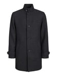 JACK & JONES Men's Jjemelton Wool Coat Sn, Dark Grey Melange/Pattern: Structure, L