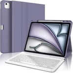 Clavier Ipad Air 13 Pouces 2024 M2,Étui Clavier Pour Ipad Air 13 Tablette Coque Clavier Bluetooth Sans Fil Magnétique Détachable Azerty Français A2898/A2899/A2900,Violet Lavande