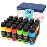 Peinture Acrylique 24 Couleurs Non Toxique Kit de Peinture Acrylique Couleurs pour Artistes la Peinture sur Toile Papier Bois Pierre Céramique,Pigments Riches