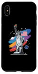 Coque pour iPhone XS Max Statue de la Liberté USA tenant une torche flamboyante avec des plantes