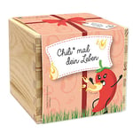 Feel Green - WE CREATE NATURE ecobox, Chili mal Dein Leben, Bio Graines, Plantes dans la boîte en bois 11 x 11 x 10 cm, fabriqué en Autriche, idée cadeau durable, Grow Your Own/Kit de culture