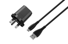 OB 5W USB-A Mains Charger and Micro USB cable - Black