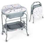 Baby Changing Table with Bathtub Folding Infant Diaper Changing Nursery Station