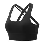 QIANZI Women's Sports Bra Comfy Yoga Bra With Removable Pads Zip Front Fitness Running Vest-style Shockproof Gathering Fitness Yoga Sports Underwear black-M