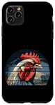 Coque pour iPhone 11 Pro Max Rétro coucher de soleil blanc poulet/tête de coq jeu de volaille art