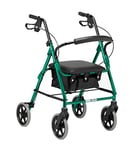 Days Lightweight Folding Four Wheel Rollator Walker with Padded Seat, Lockable Brakes, Ergonomic Handles, and Carry Bag, Limited Mobility Aid, Racing Green, Small, (Eligible for VAT relief in the UK)