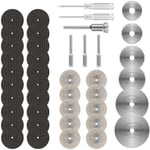 42PCS Mini Disque Diamant à Tronçonner, Disques de Coupe pour Dremel, hss en Résine Lame Scie Circulaire avec 5 Mandrins sc et 2 Tournevis pour