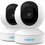 Reolink Caméra de Surveillance WiFi 2K 4MP, Pan&Tilt pour bébé, Audio Bidirectionnel, Détection de Mouvement, Vision Nocturne IR, E1 Pro 2 pièces