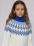 The Little Tailor Kids' Wool Blend Fair Isle Diamond Jumper, Blue/Cream