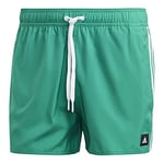 adidas Men's 3-Stripes CLX Very-Short-Length Swim Shorts, Court Green/White, XL