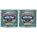 2x Hammerite Direct To Rust Satin Black Quick Drying Metal Paint 250ml