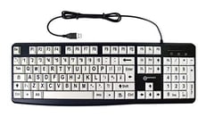 Geemarc Wired Alphanumeric Keyboard with Large Black Lettering and White Keys - High Colour Contrast for People with Low Vision - Compatible with Windows XP, Vista, 7, 8, 10 - UK Version