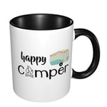 Happy Camper Coffee Mug Travel Personalized Mugs for Women and Men, Ceramic Tea Or Coffee Cup for Office and Home