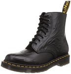 Dr. Martens Homme 1460 Flames Emboss Boots, Smoth Polish Noir, 39 EU