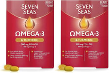 2 x Seven Seas Omega-3 Fish Oil & Turmeric Supplement 30 Capsules & 30 Tablets