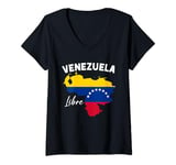 Womens Venezuela Flag Map Proud American Venezuelan Venezuela Libre V-Neck T-Shirt