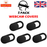 Webcam Cover 5 PACK Thin Camera Slider for Iphone Laptop Mobile Tablet Black UK