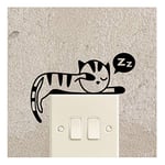 Sticker Interrupteur enfant - Sticker prise murale - Stickers interrupteur chat - Stickers muraux chat - Stickers interrupteur - Stickers chat qui dort - Noir - 5 X 10 CM