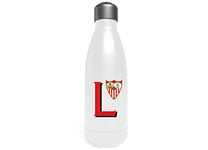 Sevilla Bouteille d'eau en acier inoxydable, bidon, bouteille d'eau, fermeture hermétique, lettre L, 550 ml, couleur blanche, produit officiel (CyP Brands)