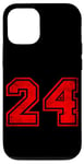 Coque pour iPhone 13 Numéro #24 Sport Rouge Numéro Varsity en détresse