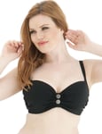 Curvy Kate Womens Luau love Balcony Bikini Top - Black - Size 32D