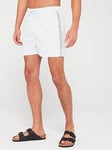 Calvin Klein Medium Drawstring Swim Shorts - White/Light Grey, Light Grey, Size 4Xl, Men