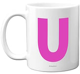 Stuff4 Personalised Alphabet Pink Initial Mug - Letter U Mug, Gifts for Her, Mothers Day, Birthday Gift for Mum, 11oz Ceramic Dishwasher Safe Mugs, Anniversary, Valentines, Christmas, Retirement