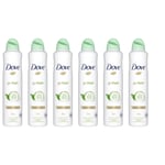 6 x 250ml Dove Cucumber & Green Tea Scent Anti-perspirant Deodorant Body Spray