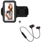 Pack Sport Pour Samsung Galaxy J7 2016 Smartphone (Ecouteurs Bluetooth Metal + Brassard) Courir T6 - Noir