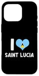 iPhone 16 Pro I Love Saint Lucia Pride St. Lucian Flag Heart Case