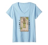 Womens The Hanged Man Frog Tarot Style Graphic, Cool Novelty Frog V-Neck T-Shirt