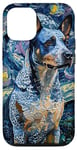 Coque pour iPhone 12/12 Pro Blue Heeler Starry Night Australian Battle Dog Art