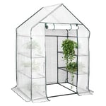 WOLTU Garden Greenhouse Walk In Plastic Tomato Greenhouse Vegetable Fruit Flower Plant Shed with Strong Reinforced Cover 143x73x195cm White GWH00202tp