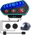 Casque Moto Bluetooth Kit Main Libre écouteur, Interphone pour Casque Bluetooth 5.0 Contrôler des Appels, écouter de la Musique, Coupe-Vent et Anti-interférence, Gros Bouton avec Lumière