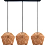 Paco Home - Suspension Table à Manger Osier Boho Lampe Suspendue E27 Rotin Lampe à suspension - Noir, Nature (Ø33cm)