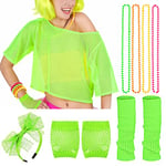 iZoeL Deguisement Annee 80 Femme Déguisement Carnaval Costume Halloween Deguisement Halloween Costume Carnaval Accessoire Annee 80 Fluo Costume Annee 80 Disco, Serre-tête Colliers Gants Jambières Neon