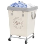 STORAGE MANIAC Commercial Laundry Hamper with Heavy Duty Steel Frame, 160 L Industrial Laundry Basket Cart with Wheels for Hotel, Home, Laundry Room, 17.72''L x 17.72''W x 30.91''H, Medium Beige