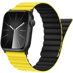 Tasikar Compatible avec Bracelet Apple Watch 49mm 46mm 45mm 44mm 42mm, Bracelet de Silicone avec Fermeture Magnétique pour iWatch Ultra SE Séries 10 9 8 7 6 5 4 3 2 1 (Jaune-Noir)