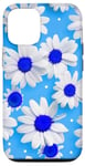 Coque pour iPhone 13 Blue & White Daisy Polka Dots Floral Polka Dot Daisy Flowers