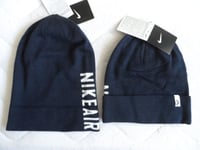 NIKE AIR Navy BEANIE Hat Wear 2 Ways : Cuff or Slouchy 95% Cotton UNISEX OSFA