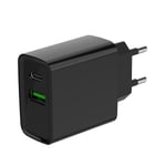 USB-Laddare 20W med USB QC3.0 och USB-C PD - Svart