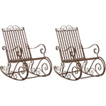 Lot de 2 Fauteuils à bascule d'extérieur Smilla en fer forgé Marron