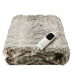 Dreamland Deluxe Zebra Faux Fur Electric Heated Throw  