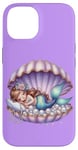 Coque pour iPhone 14 Sirène Lilas Violet Sleepy Coquillage Sous L'eau