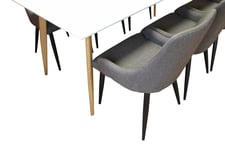 Venture Design Polar & Plaza matgrupp Vit/grå 6 st stolar & bord 180 x 90 cm