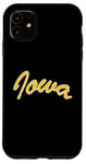 Coque pour iPhone 11 Retro Iowa Script Tee Iowa Noir Or Iowa Throwback Fun Tee