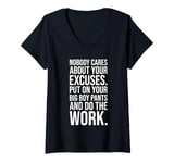 Womens No Excuses, Do The Work - Gym, Hustle, Success, Motivational V-Neck T-Shirt