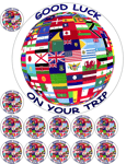 FLAG GLOBE WORLD MAP TRAVEL 7.5" + 12 x 1.5" PREMIUM Edible WAFER Cake Topper D1