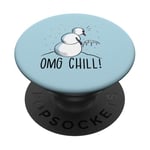 OMG CHILL! Peeing Snowman Funny Frozen Pee Winter Meme PopSockets Adhesive PopGrip